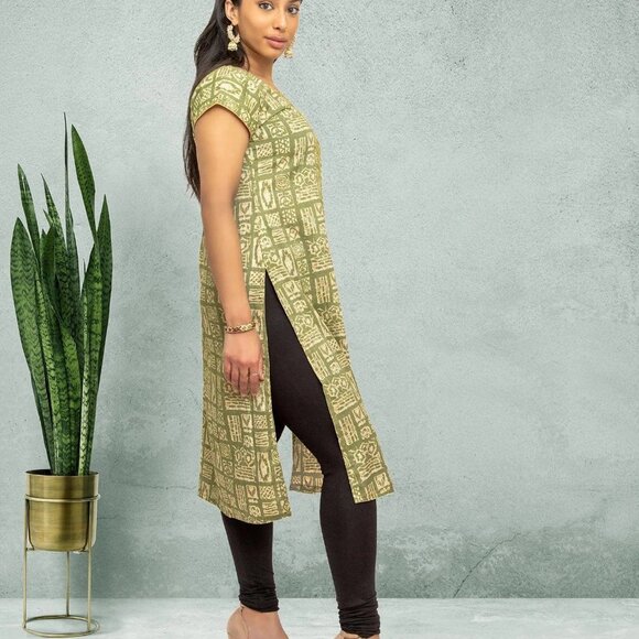 Green Printed Kurta | Tranquil Threads | Muvvas Boutique - Picture 5 of 5
